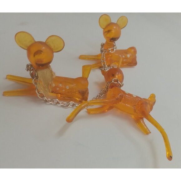 1970s Orange Lucite Deer Figurine Polka Dot Chain Retro Kitsch Damaged - Picture 7 of 7